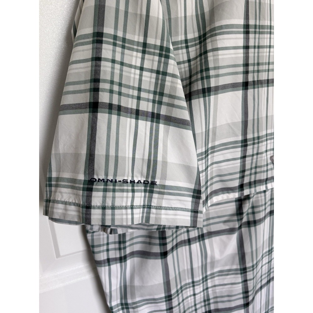Columbia PFG Super Bahama Shirt Mens Large Green Plaid Short Sleeve Omni-Shade - Picture 3 of 10